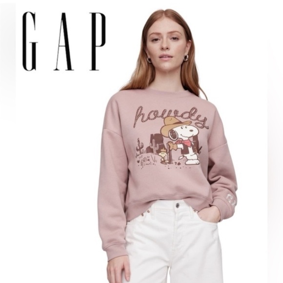 GAP Tops - GAP Snoopy Western Graphic Sweatshirt in Soft Mauve XXL